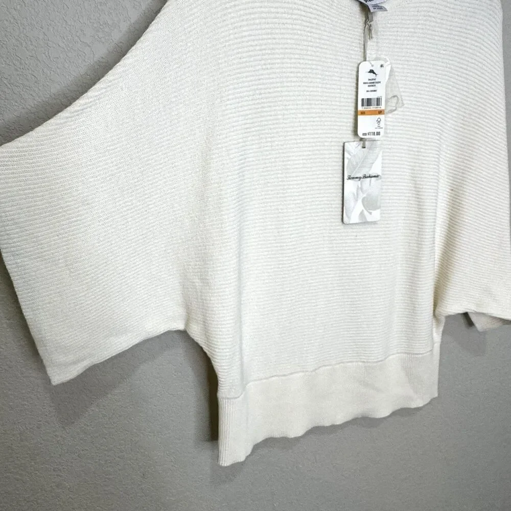 Tommy Bahama Sweater Womens Small Coconut Bonita Kimono Sleeve Boatneck Pullover